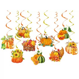 9 Pcs Thanksgiving Party Decorations Thanksgiving Hanging Swirls Decorations, Pumpkin Cutouts Hanging Swirls Ceiling Decorations for Home Classroom Office Autumn Thanksgiving Harvest Decor Party Supplies