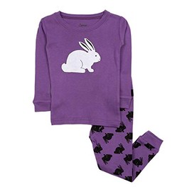 Leveret Kids Bunny Rabbit Pajama Boys Girls 2 Piece Pajama Set 100% Cotton (Purple, Size 5 Years)
