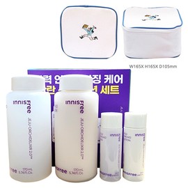 Innisfree Orchid 2-Piece Set + Play Green Cosmetic Pouch (Blue) / 이니스프리 한란 2종세트+플레이그린 화장품 파우치 (블루)