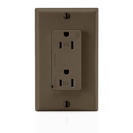 Leviton 15 Amp, 125 Volt, Tamper Resistant, Decora Duplex Surge Suppressor Receptacle, Straight Blade, Commercial Grade, Self Grounding, T5280, Brown