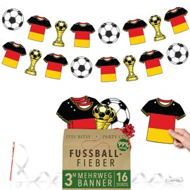 Premium Reusable Germany Fan Items - 16-Piece Bunting World Cup 2026 - 3 m Double-Sided Paper Germany Garland - World Cup Decoration 2026 in Sturdy Kraft Paper Envelope