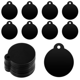 Thinp 25 Pack Round Aluminum Blank Tags Metal Stamping Black Metal Tags Blank Bulk Dog Tags Fit Pet Tag Possession Tags Crafts Gift Tag Keepsakes DIY Christmas Ornaments for Engraving