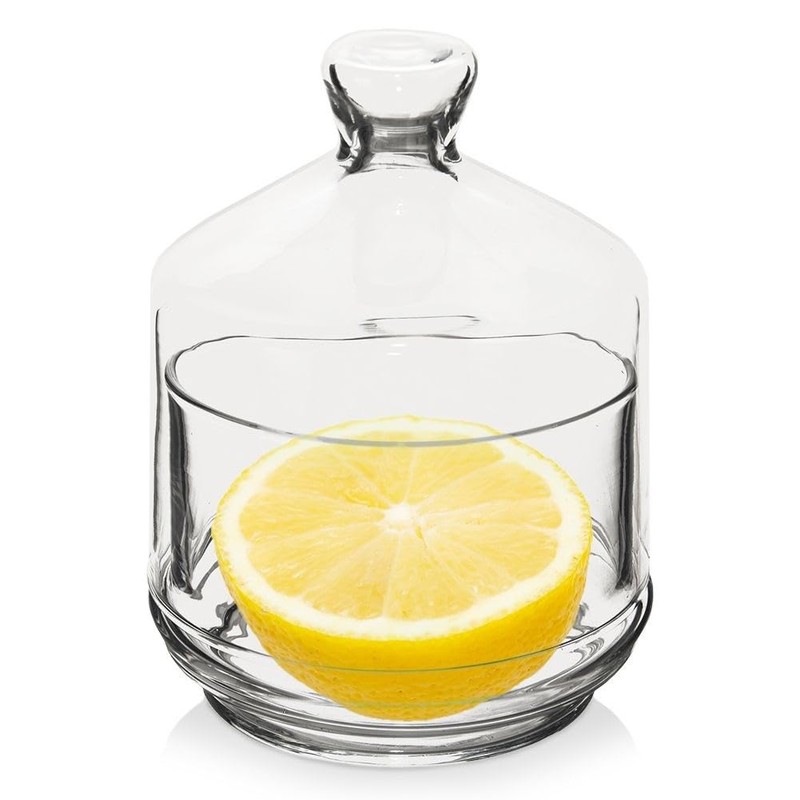 Vilde Lemon Glass Container with Lid, Lemon Bell, Glass Bell,