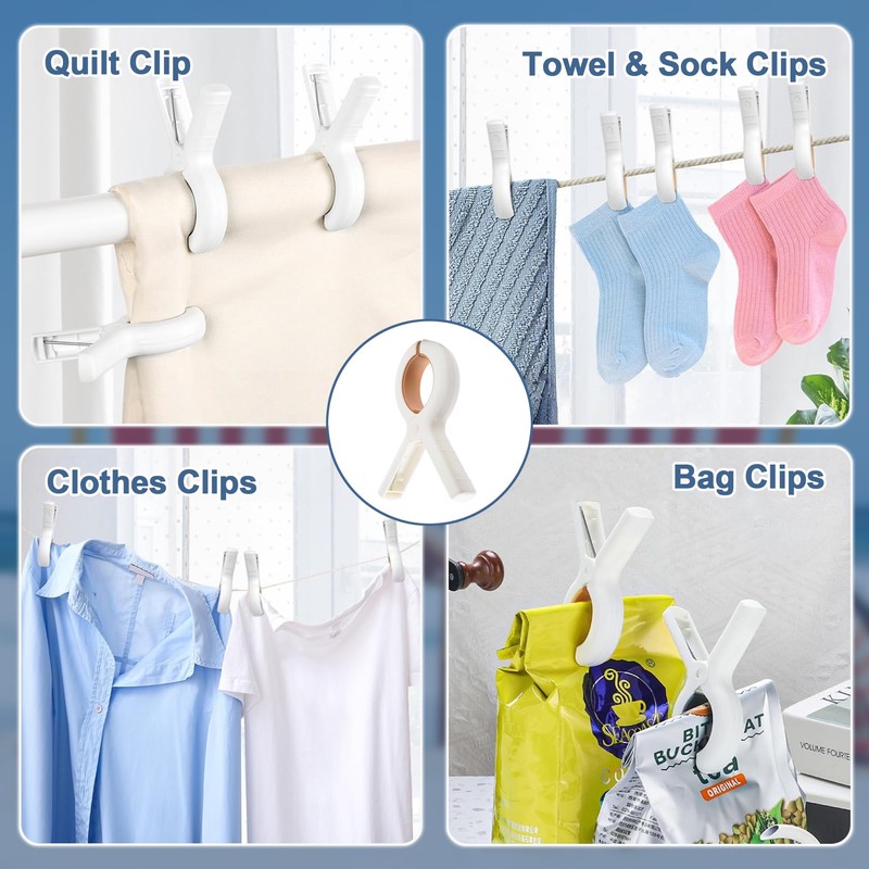 Pack of 6 Large Towel Clips for Beach Loungers, Alluring