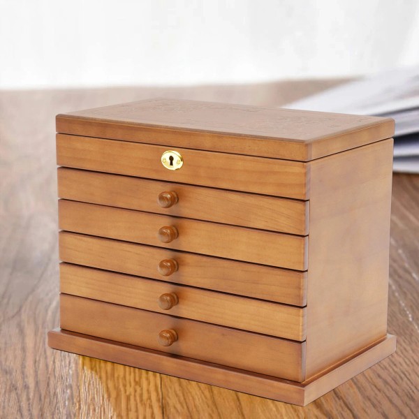 Unbranded Jewelry Box Wood for Wowen 6-Layer Large Organizer Box
