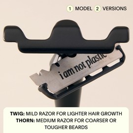 Leaf Shave Leaf Shave | Twig Razor, Black - All-Metal, Eco-Friendly Razor for Men & Women; Includes 5 Stainless Steel Single-Edge Razor Blades; Recommended for Face Shaving Lighter Hair and Sensitive Skin