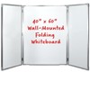40” x 60” Wall-Mounted, Folding Whiteboard with Magnetic Surface and