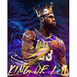 F-CANLAN Round Full Drill Diamond Painting Kit, 5D DIY Basketball King Diamond Painting with Gem Basketball Enthusiast Diamond Dots Arts Crafts Set for Adult Beginner Room Decor (12X16 inches)