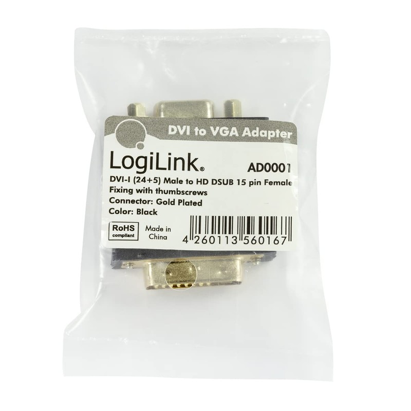 LogiLink VGA DVI-I Male to DSUB Female Adapter