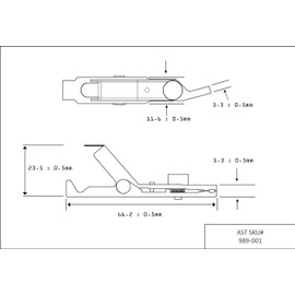 AST Labs Butt Set Line Cord Angled Bed of Nails ABN Alligator Clip to Ring Terminal for TS22, etc. (1.5m / 59")