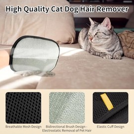 2PCS Double-Sided Pet Hair Remover Gloves, Electrostatic Cat Dog Pet Grooming Gloves, Pet Hair Remover for Carpet Couch Car, Versatile Pet Hair Remover for Washing Deshedding Grooming