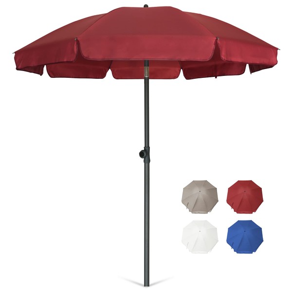 AMMSUN Patio Umbrella 6.5 ft Market Table Umbrella Tilt Steel Pole UPF50+ Protection, Great for Outdoor Garden Backyard, Maroon