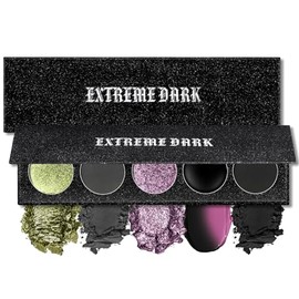 HOSAILY Paleta De Sombras De Ojos Negra, 5 Colores Negro Intenso, Camaleón, Verde, Morado, Rubor Que Cambia De Color. Paleta De Maquillaje Multiusos