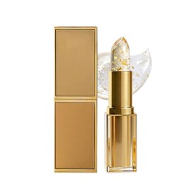PH Adjusting Lipstick - Colour Changing Lipstick with Gold Foil - Colour Changing Advanced PH Lipsticks - Glossy Shine Moisturizing Lip Balm Clear to Pink for Women