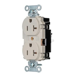 Wiring Device-Kellems EdgeConnect 1-Gang 2-Pole 3-Wire 20A 125V Commercial-Grade Screwless-Terminal Duplex Receptacle Electrical Outlet for Straight Blade Devices Light Almond BR20STLA, 10-Pack