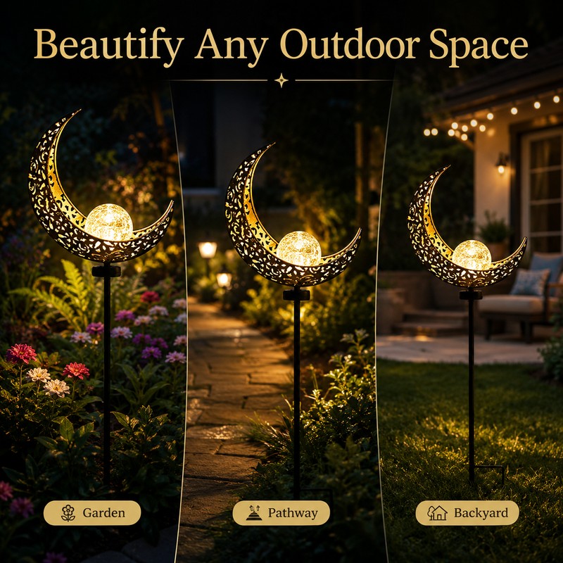 Solar Garden Light for Outdoor Decor – Moon Fairy Crackle