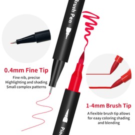 Piochoo Dual Brush Marker Pens, 72 Colored Markers Set with Fine Tip and Brush Tip for Kids,Art Markers for Adult Coloring