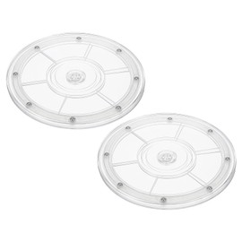 PATIKIL 8 Inch Heavy Rotating Swivel Stand, 2Pcs 360˚ Rotation Lazy Susan Turntable with Steel Ball Bearings for Model Base Rotating Plants TV Computers Monitors, Clear