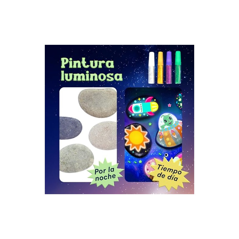 Kit Pintura Rocas Que Brillan Oscuridad Materiales Arte
