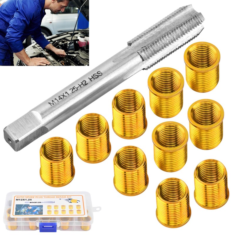 NINEFOX Spark Plug Thread Repair Kit, M12x1.25 | 10-Piece Inserts