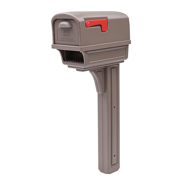 Architectural Mailboxes Gentry Large Capacity, Double-Walled Plastic, All-in-One Mailbox and Post Kit, Mocha