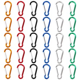 SAMLOO 30pcs Mini Aluminum Carabiner Spring Clip 2" Snap Hook Keychain for Outdoor Camping Hiking Fishing Traveling Backpack Bottle