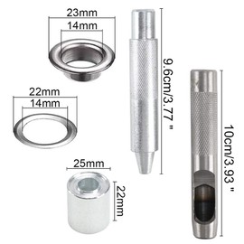 Luabue 14mm Eyelet Punch Kit 103Pcs Grommet Tool Kit Large Eyelet and Punch Tarpaulin Eyelet Kit with Grommet Setting Tool for Fabric Curtains Leather Belt Crafts Making 2 Color (Black&Sliver)