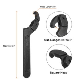 HARFINGTON C Hook Spanner Wrench, 3/4 to 2 inches Adjustable C Pin Motorcycle Shock Nut Chrome Vanadium Spanner Wrench Tool with 1/8-inch Square Head for Machine, Vehicles, Mechanical
