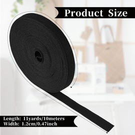 JIYIN 10 Metres Elastic Band, Width 12 mm Rubber Bands, Sewing Rubber Band, Elastic for Sewing, Elastic Band for Waistband, DIY Crafts (Black)