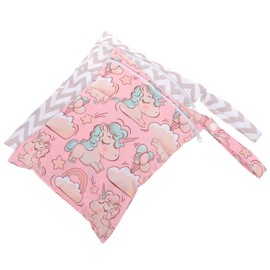 Ipetboom 2Pcs Multi Function Sanitary Storage Bags Portable Wear Resistant Holders for Period Essentials Convenient Female Accessory for School Office and Travel Chic Design Unicorn Wave