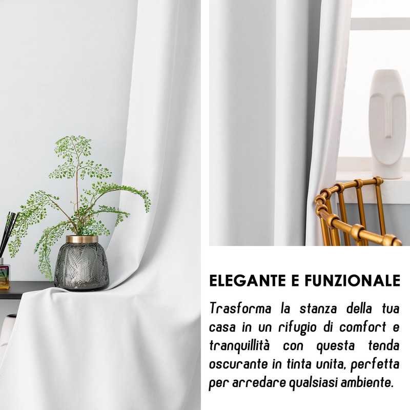 GIRASOLE HOME Coppia Tende Fiji Bianche Semi Oscuranti Termiche Morbide