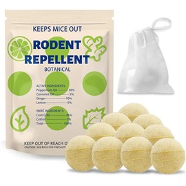 Mouse Repellent Balls, Peppermint Oil Rodent Repellent, Indoor Rodent Deterrent, 10 Balls, Yellow Pack