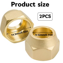 2 Stück Bördelüberwurfmutter, 3/8 Zoll Kältemittelleitung Bördel Überwurfmutter, Messing Bördelmuttern Klimaanlage Teile Anschlüsse,3/8" Muttern für Kupferrohre von Klimaanlagen