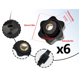 Lhbwhiz Pack of 6 star grip nuts, M6, brass internal thread knurled screw, M6 screw-on type wing nut, knurled thread, knurled nut, star handle screw diameter 32 mm, star screw, for machines, furniture