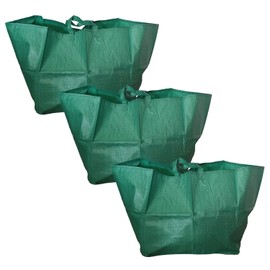 Set of 3 Leaf Sacks Garden Waste Bags Garden Bag Robust Handles (3 x 60 L Green)
