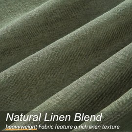 Olive Green Curtains 102 Inches Long 2 Panels Set for Living Room Bedroom Neutral Farmhouse Cotton Linen Blend Pleat Semi Sheer Drapes Ceiling Floor 102 Inch Window Curtain