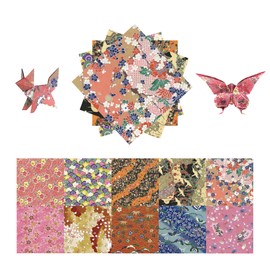 Origami Paper Kit 50 Sheets 6 Inch Square Double Sided Color 10 Vivid Sakura Washi Chiyo Colors for Hand Crafts Origami Paper Arts Creativity.Cherry Blossoms