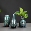 Set of 3, Decorative Ceramic Vases, Turquoise Blue Glazed Finish,