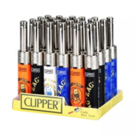 Clipper Zig Zag Safe Clipper Mini Tubes Refillable Lighters in Assorted 24 Pack