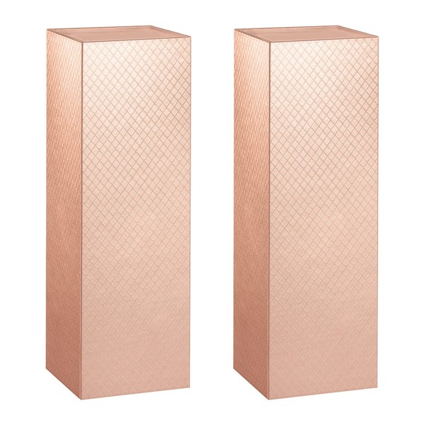 ROSEGLD 2 Wine Gift Boxes 13x4.1x3.8 Inches, Bottle Gift Boxes for Liquor and Champagne, Magnetic Closure Collapsible Gift Boxes (Glossy Rose Gold with Lattice Texture)