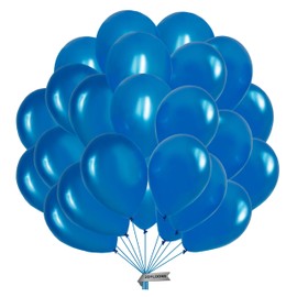 Joyloons METALLIC ROYAL BLUE BALLOONS 50 UNITS 32 cm biodegradable natural latex balloons, ideal for party decoration, birthday, graduation, wedding, anniversary, baptisms. Made in Spain.