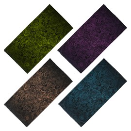 SMEHCF 4 Multipurpose Bandanas for Women Men Headband Balaclava Hair Head Scarf Face Half Airsoft Paintball Mask Neck Gaiters Breathable Washable Navy Blue Purple Green Cashew Flower Classical Color