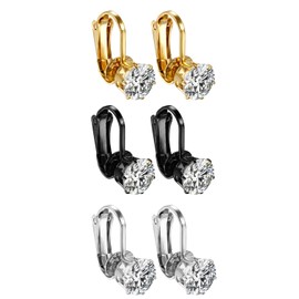 Aroncent Stainless Steel Earrings Zirconia Clip-on Earrings For Women Non-piercing CZ Hypoallergenic