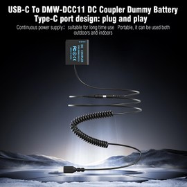 F1TP DMW-DCC11 DC Coupler DMW-BLG10 Dummy Battery with C to C Cable for Panasonic Lumix DMC GF6 GX7 GF3 GF5 ZS100 ZS60 LX100 GX85 DC-ZS70 L7 tz90 (DCC11)