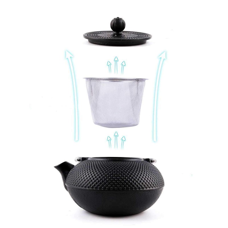 HwaGui Cast Iron Teapot Large Japanese Tetsubin Kettle with Stainless