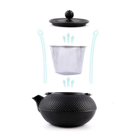 HwaGui Cast Iron Teapot Large Japanese Tetsubin Kettle with Stainless Steel Infuser for Loose Leaf Tea Teapot Coated with Enameled Interior 1200ml/40oz