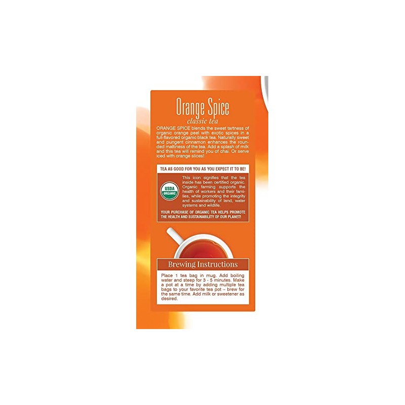 Davidson's Organics, Orange Spice, 25-count Tea Bags, Pack of 6