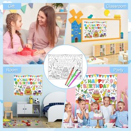 Children's Colouring Tablecloth for School, Colouring Tablecloth for Children, Happy Birthday Decoration, Colouring Tablecloth, Happy Birthday Poster for Colouring, Tablecloth with 18 Watercolour