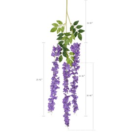 Duovlo 12 Piece Artificial Silk Wisteria Vine 3.6 Feet Ratta Hanging Flower Garland String Home Party Wedding Decor(Purple)