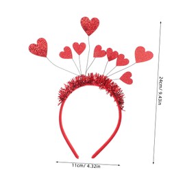 Baluue Valentines Day Heart Designed Hair Band Romantic Love Headwear with Red Hearts Comfortable Fit Hair Accessory for Party Wedding Masquerade and Women